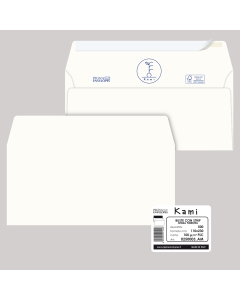 Busta bianca strip 100 gr, senza finestra; in carta riciclata 100%