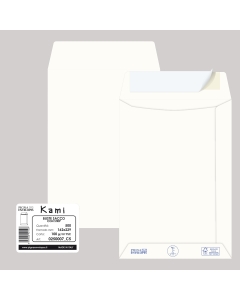 Busta a sacco bianca con strip 100 gr, senza finestra; in carta riciclata 100%