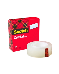 Nastro adesivo Scotch Crystal 600 supertrasparente e molto resistente, non teme lÆumiditÓ, si pu= tagliare facilmente con le mani, non ingiallisce nel tempo. Adatto per rinforzare fori ed etichette.