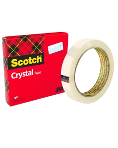 Nastro adesivo Scotch Crystal 600 supertrasparente e molto resistente, non teme l'umidità, si può tagliare facilmente con le mani, non ingiallisce nel tempo. Adatto per rinforzare fori ed etichette.