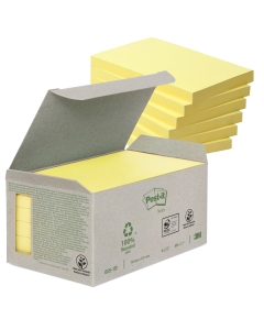 Foglietti Post-it in carta riciclata al 100%. La carta dei blocchetti è certificata Der Blaue Engel. Confezione in carta riciclata senza film in plastica. Blocchetto da 100 fogli.
Formato 76x127mm. Colore:  giallo.
