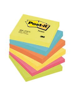 Blocco di foglietti Post-it. Un mix di colori forti che variano dal giallo al fucsia per far emergere al meglioo i tuoi messaggi! Blocchetti da 100 fogli. Formato 76x76mm. Colori assortiti.