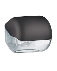 Dispenser Soft Touch adatto per carta igienica in rotolo o interfogliata (200 fogli). Dimensioni: 15x14,8x14cm, di colore nero.
Fornito con due sistemi di fissaggio: 2 tasselli fischer, per un solido fissaggio a parete; striscia biadesivo mm. 38 x 100, pe