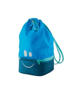 Lunch bag con base a prova di perdita per Lunch Box, da portare in posizione orizzontale. Base realizzata in materiale isolante per una ideale conservazione del cibo. Smile con occhi e bocca in materiale riflettente.