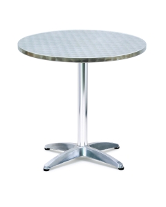 Tavolino quadrato in alluminio e acciaio. Ideali per zona bar, mensa, caffetteria.