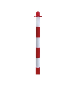 Paletto in plastica bicolore bianco/rosso in PVC Ø 40mm H 90cm per colonnina di sicurezza. Completabile con base in plastica cod. 77370 e catena 5mt cod. 77371.