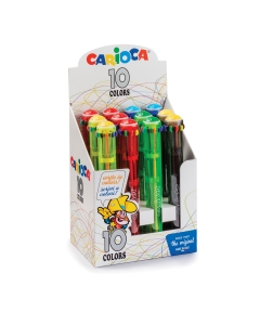 Penna a sfera automatica multicolore. La 10 colori è una dei prodotti più celebri della gamma Carioca.