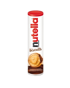 Nutella Biscuits, croccanti biscotti con farina di frumento con cuore cremoso di Nutella®, in pratico tubo da 166gr.