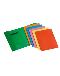 Cartelline 3 lembi in cartoncino da 200gr senza stampa. F.to 25x33cm. Confezione da 12 cartelline assortite in colori vivaci assortiti: rosso giallo verde azzurro fucsia arancio.