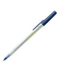La penna a sfera ECOlutions nella versione con cappuccio, possiede il fusto tondo prodotto con 77% di materiale riciclato. Puntale e cappuccio/clip dello stesso colore dell'inchiostro.  
Tratto 1,0mm. Colore: blu.
Confezione 60 pezzi.