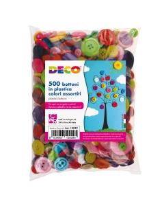 Confezione assortita di 650 bottoni in plastica colori assortiti.