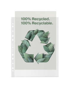 Buste a perforazione universale antiriflesso Copy Safe in polipropilene riciclato e riciclabile al 100% (contenuto riciclato certificato da UL). Il materiale privo di acidi impedisce che la carta ingiallisca nel tempo. Perfetta per l'archiviazione a lunga