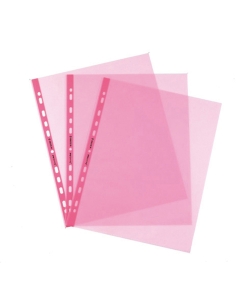 Busta forata in rosa realizzata in polipropilene trasparente liscio, con foratura universale. Altissimo spessore e massima protezione dei documenti. Formato 22x30cm. Made in Italy