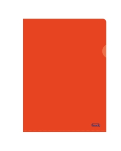 Cartelline a L  rosso a buccia d'arancia in polipropilene con lunetta per facilitare l'apertura. Formato utile: 22x30cm. Confezione da 50 cartelline. Made in Italy