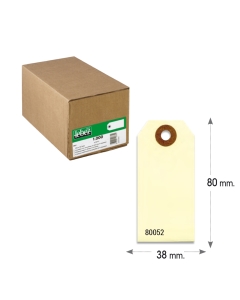 Etichetta in cartoncino con foro rinforzato nel formato 80x38mm ( non adesive). Ideale per spedizioni o per magazzinaggio.