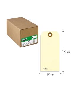 Etichetta in cartoncino con foro rinforzato nel formato 120x60mm (non adesive). Ideale per spedizioni o per magazzinaggio.