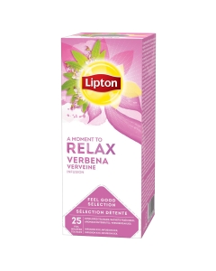 Tè Lipton alla verbena, grazie alle sue note proprietà tranquillanti, è perfetto per un momento di puro relax. Gusto intenso dal dolce aroma di limone. Confezione da 37gr (25 filtri).