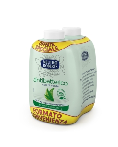 Ricarica bis 200+200ml di sapone liquido Antibatterico con tè verde Neutro Roberts.