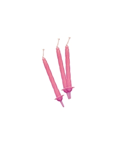 Candeline con supporto - 12 pz colore rosa.