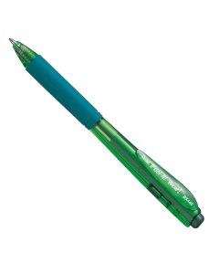 La penna a sfera Pentel WOW! dal design originale è a meccanismo a scatto laterale. Il fusto triangolare ergonomico favorisce l'impugnatura anche grazie al grip in gomma, per un ottimo comfort di scrittura. Asciugatura immediata. Punta 1,0mm. Colore: verd