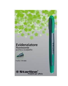 Evidenziatore a penna STARLINE con fusto in plastica con inserti gommati. Punta a scalpello per tratto da 1-4mm. Colore: verde.

.