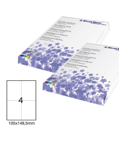 Etichette adesive bianche STARLINE utilizzabili con stampanti laser, inkjet o fotocopiatori. Adesivo permanente. Prive di margne di sicurezza lungo il perimetro. In scatola da 100 fogli formato A4. 

Caratteristiche di questo articolo:
• Codice: STL3037
•
