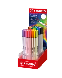 Espositore da banco con 80pz Pen 68 Brush Arty in 30 colori assortiti.
