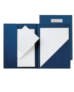 Compla 71. Portablocco in PVC morbido con 2 tasche interne e porta etichetta autoadesivo da applicare. Formato interno 23x33cm. Colore: blu.