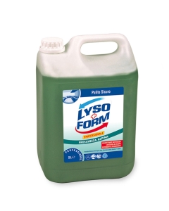 Lysoform freschezza alpina detergente disinfettante in tanica da 5 litri. Elimina qualunque traccia di sporco da tutte le superfici. Non intacca i metalli, non macchia ed elimina i cattivi odori. Attivo a bassissimi dosaggi.