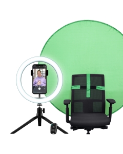 Kit streaming 2-in-1 con luce ad anello e green screen per migliorare la tua postazione gaming - Green screen pieghevole da 142 cm per
scegliere un qualsiasi sfondo con te al centro - Il green screen può essere agganciato alla maggior parte delle sedie tr