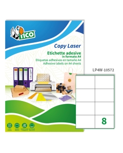 Le etichette Copy Laser Premium Bianche sono realizzate in carta bianca opaca e sono prefustellate. Disponibili in diverse dimensioni, con margini, senza margini e con angoli arrotondati, in confezioni da 100, in formato A4 e in formato A3. La gamma Copy 