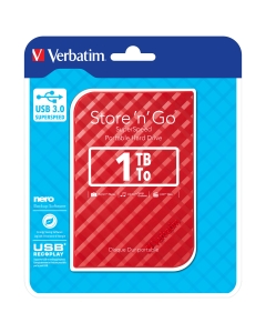 Usb portatile store 'n' go 1TB usb 3.0 RED (9.5MM DRIVE)