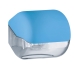 Dispenser carta igienica rotolo o interfogliata (200 fogli), azzurro Soft Touch. Dimensioni 15x14,8x14cm.