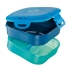 Lunch box composto da 3 compartimenti per cibi.Facili da aprire, a prova di perdita e totalmente smontabil per un lavaggio completo. Utilizzabili in microonde e freezer.