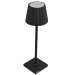 Lampada da tavolo a LED ricaricabile di colore nero in alluminio e PMMA. 
Dimensioni: 10x10x38Hcm.